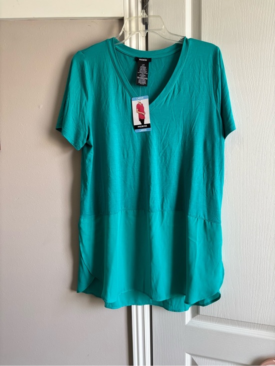 Premise Tops - Premise Teal V-Neck Short Sleeve Tunic